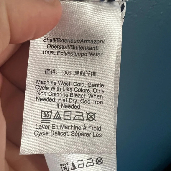 DKNY Navy & Black Printed Short Sleeve Blouse - Small - Picture 5 of 6